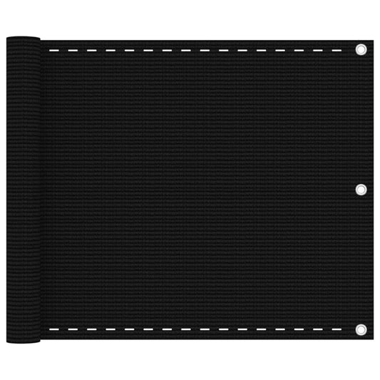 vidaXL Balcony Screen Black 75x500 cm HDPE