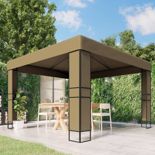 vidaXL Gazebo with Double Roof 3x3x2.7 m Taupe 180 g/må_