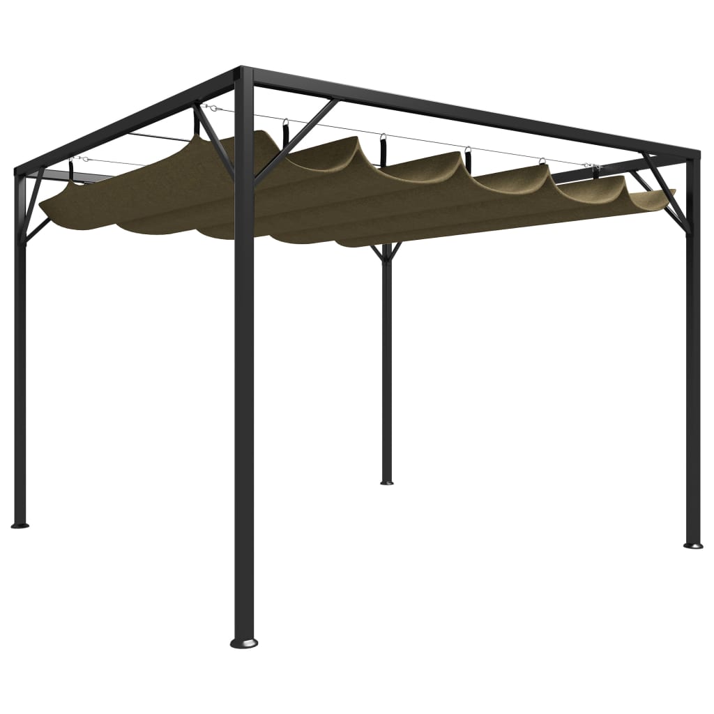 vidaXL Garden Gazebo with Retractable Roof 3x3 m Taupe 180 g/må_