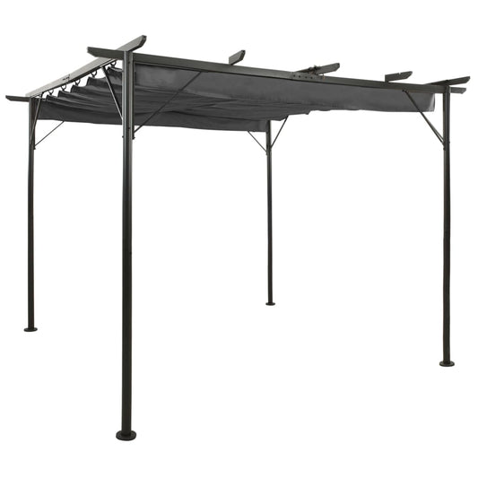 vidaXL Pergola with Retractable Roof Anthracite 3x3 m Steel 180 g/må_