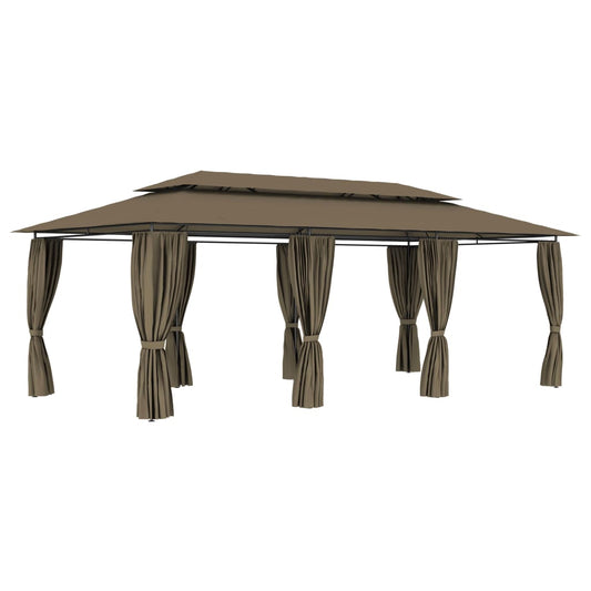 vidaXL Gazebo with Curtains 600x298x270 cm Taupe 180 g/må_