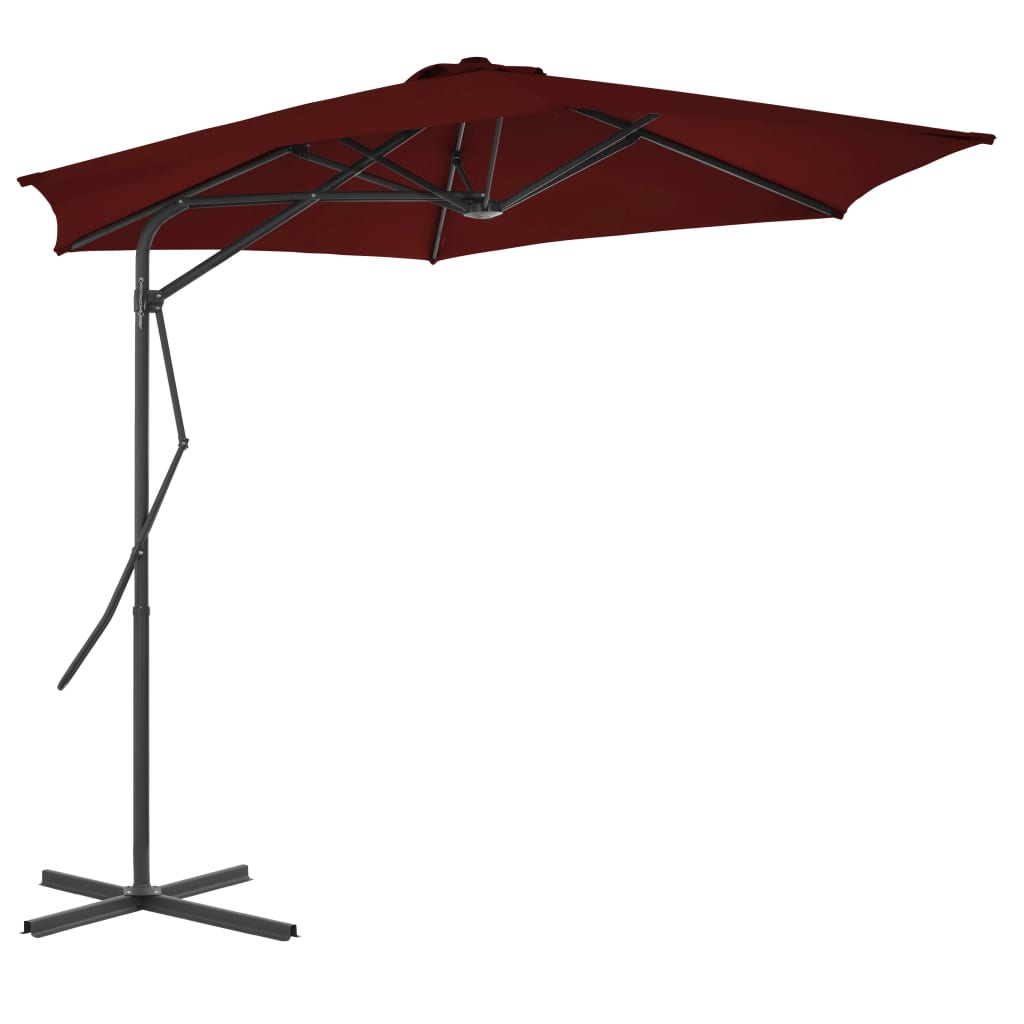 vidaXL Outdoor Parasol with Steel Pole Bordeaux Red 300x230 cm