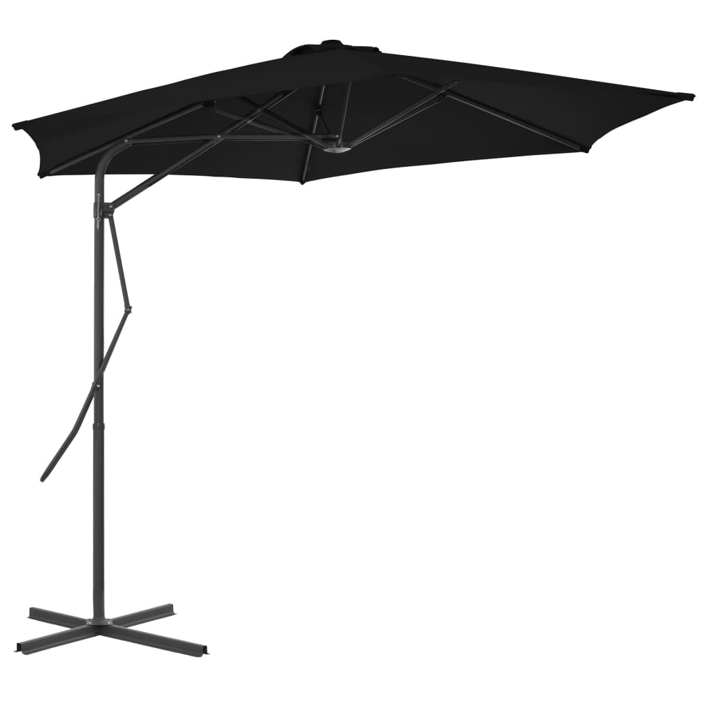 vidaXL Outdoor Parasol with Steel Pole Black 300x230 cm