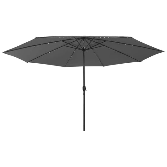 vidaXL Outdoor Parasol with LED Lights and Metal Pole 400 cm Anthracite