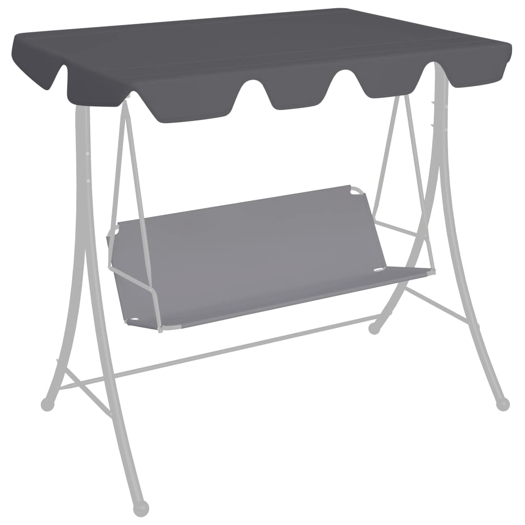 vidaXL Replacement Canopy for Garden Swing Anthracite 188/168x110/145cm