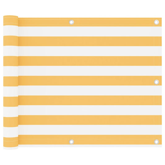 vidaXL Balcony Screen White and Yellow 75x300 cm Oxford Fabric