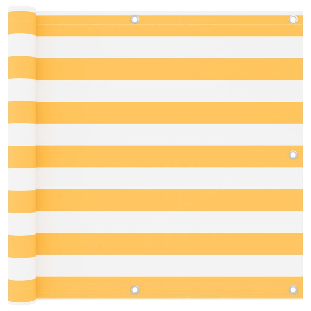 vidaXL Balcony Screen White and Yellow 90x500 cm Oxford Fabric