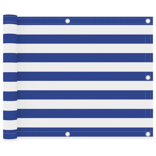 vidaXL Balcony Screen White and Blue 75x600 cm Oxford Fabric