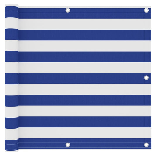 vidaXL Balcony Screen White and Blue 90x600 cm Oxford Fabric