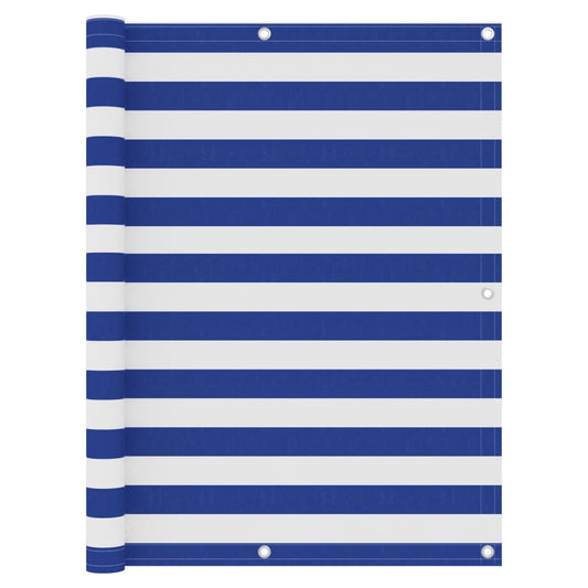 vidaXL Balcony Screen White and Blue 120x600 cm Oxford Fabric