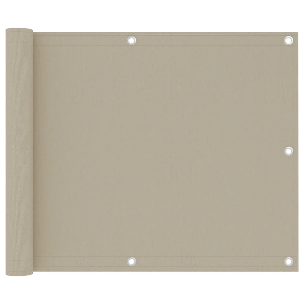 vidaXL Balcony Screen Beige 75x500 cm Oxford Fabric