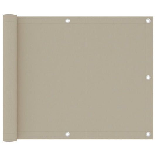 vidaXL Balcony Screen Beige 75x500 cm Oxford Fabric