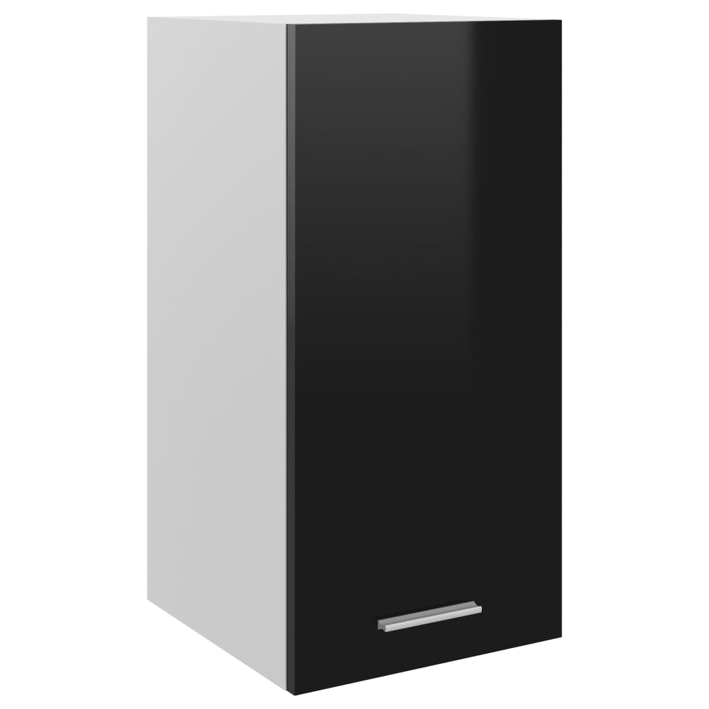 vidaXL Hanging Cabinet High Gloss Black 29.5x31x60 cm Engineered Wood
