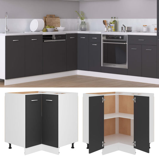 vidaXL Corner Bottom Cabinet Grey 75.5x75.5x80.5 cm Engineered Wood