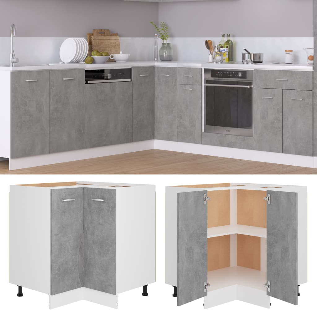 vidaXL Corner Bottom Cabinet Concrete Grey 75.5x75.5x80.5 cm Engineered Wood