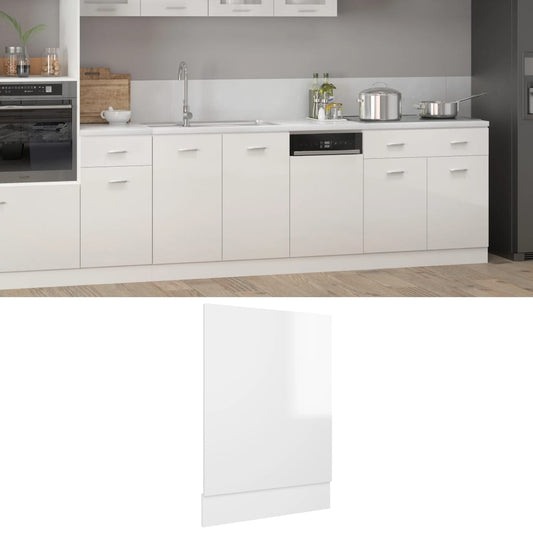 vidaXL Dishwasher Panel High Gloss White 45x3x67 cm Engineered Wood