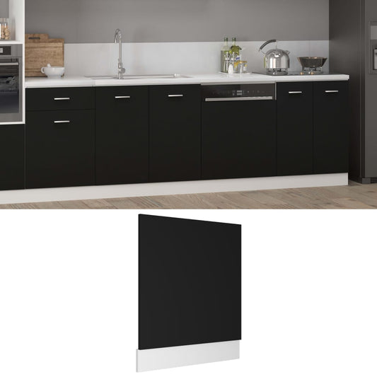 vidaXL Dishwasher Panel Black 59.5x3x67 cm Engineered Wood