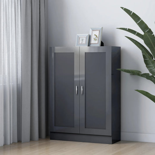 vidaXL Book Cabinet High Gloss Grey 82.5x30.5x115 cm Engineered Wood
