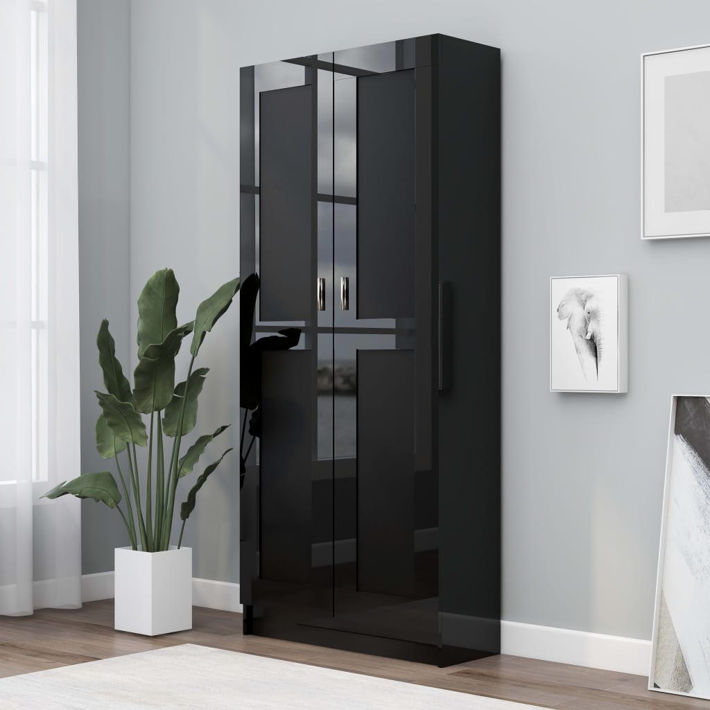 vidaXL Book Cabinet High Gloss Black 82.5x30.5x185.5 cm Engineered Wood