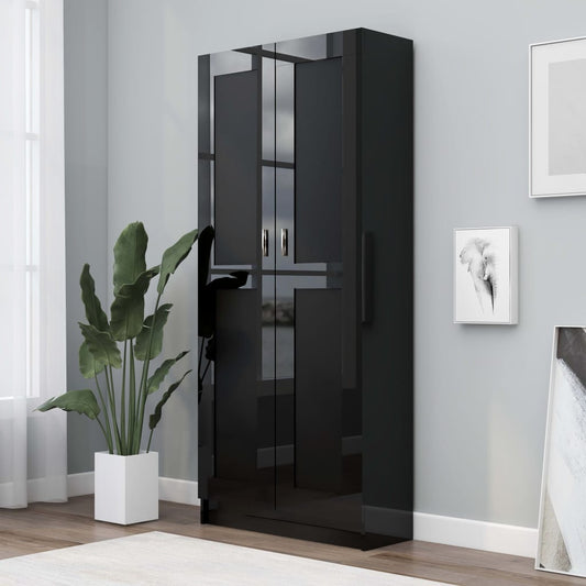 vidaXL Book Cabinet High Gloss Black 82.5x30.5x185.5 cm Engineered Wood