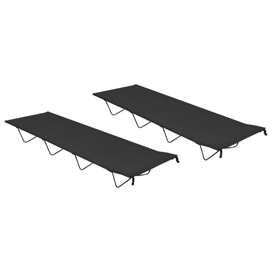 vidaXL Camping Beds 2 pcs 180x60x19 cm Oxford Fabric and Steel Black