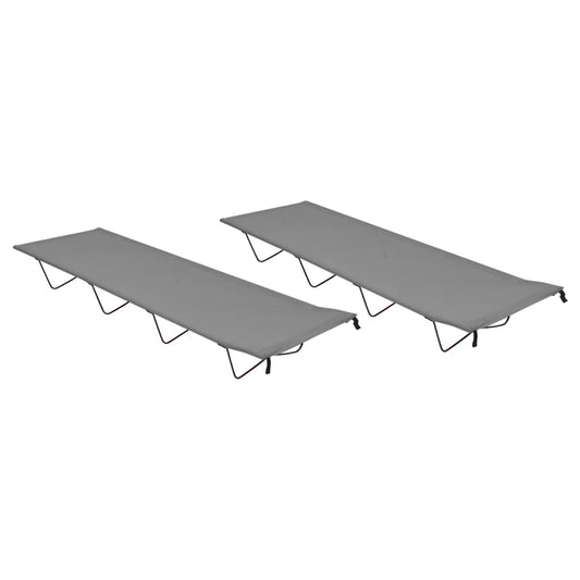vidaXL Camping Beds 2 pcs 180x60x19 cm Oxford Fabric and Steel Grey