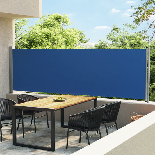 vidaXL Patio Retractable Side Awning 140x600 cm Blue