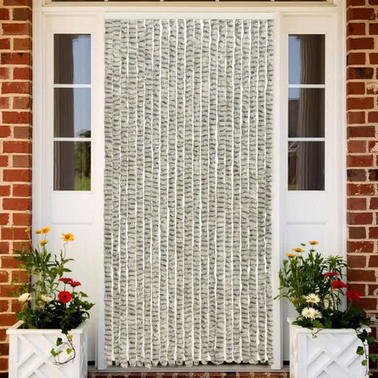 vidaXL Insect Curtain Light and Dark Grey 56x185 cm Chenille