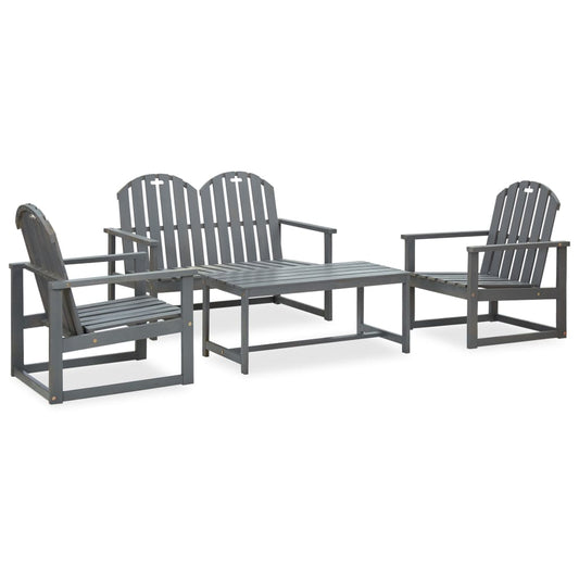 vidaXL 4 Piece Outdoor Lounge Set Grey Solid Acacia Wood