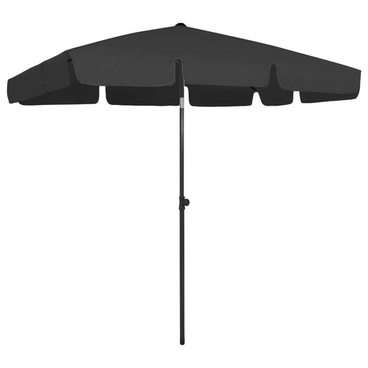 vidaXL Beach Umbrella Black 200x125 cm