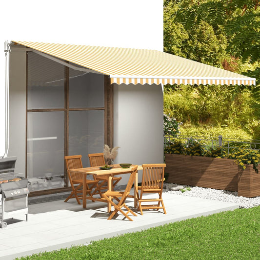 vidaXL Replacement Fabric for Awning Yellow and White 5x3.5 m