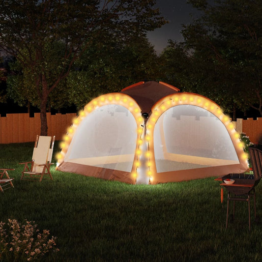 vidaXL Party Tent with LED and 4 Sidewalls 3.6x3.6x2.3 m Grey&Orange