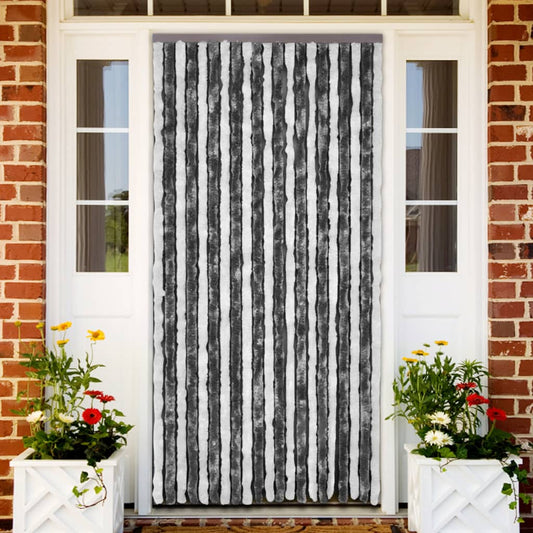 vidaXL Insect Curtain Grey and White 90x200 cm Chenille