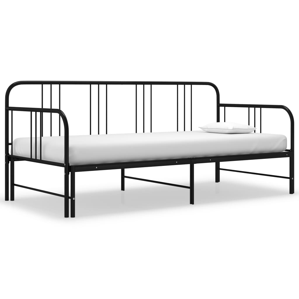 vidaXL Pull-out Sofa Bed Frame Black Metal 90x200 cm