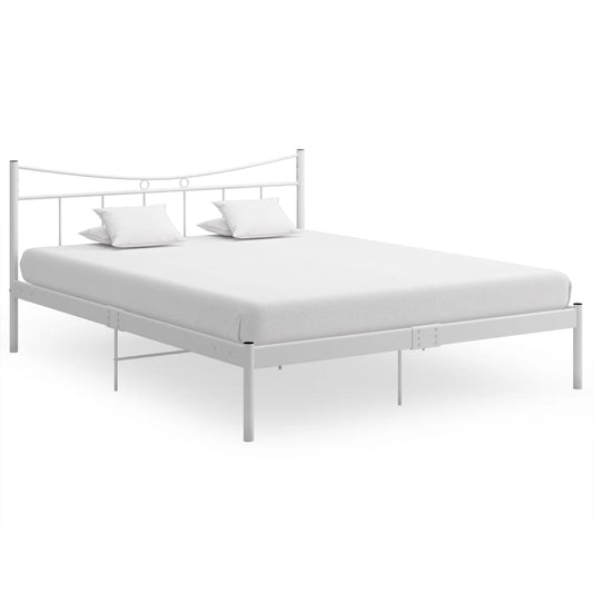 vidaXL Bed Frame White Metal 140x200 cm