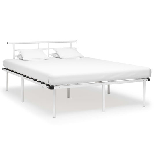vidaXL Bed Frame White Metal 160x200 cm