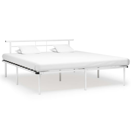 vidaXL Bed Frame White Metal 180x200 cm 6FT Super King