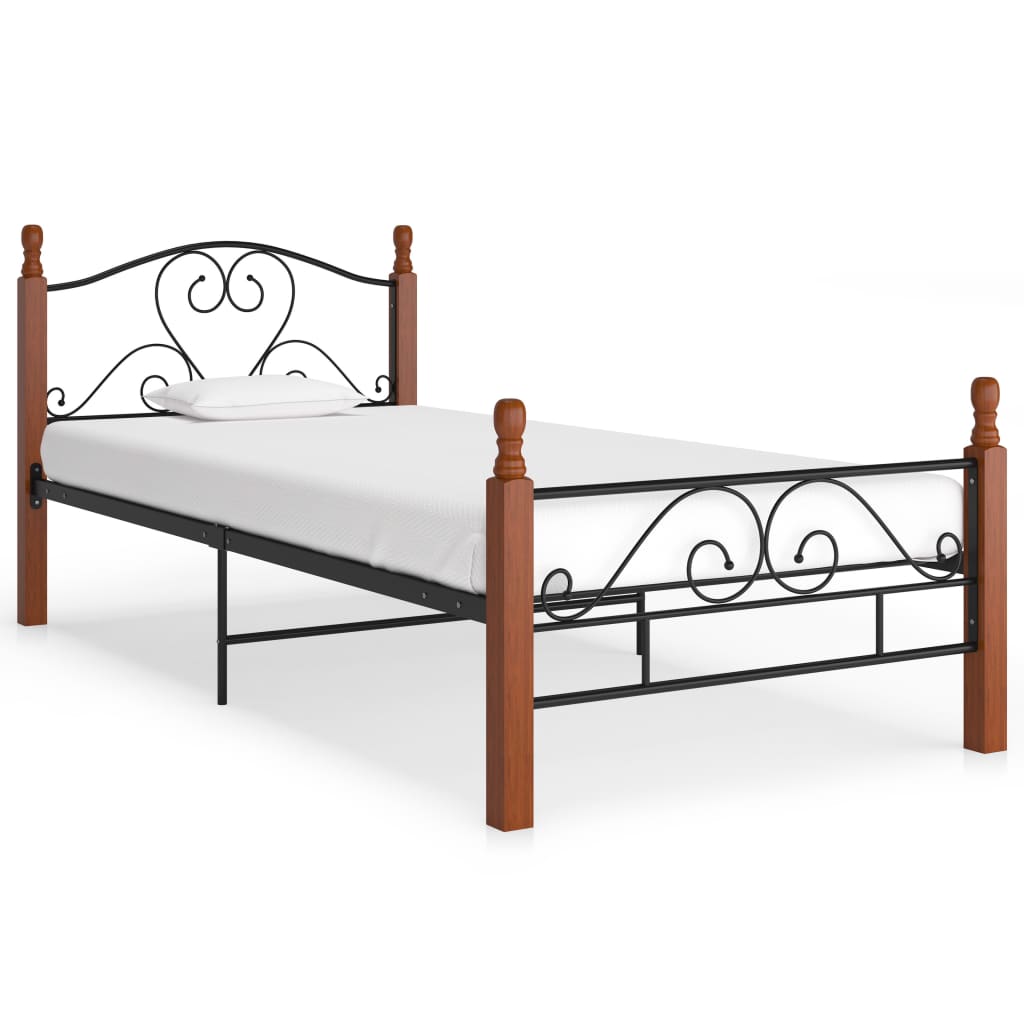 vidaXL Bed Frame Black Metal 90x200 cm