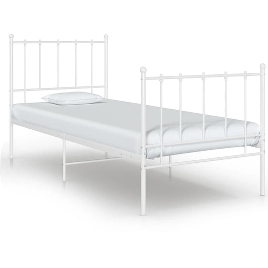 vidaXL Bed Frame White Metal 90x200 cm