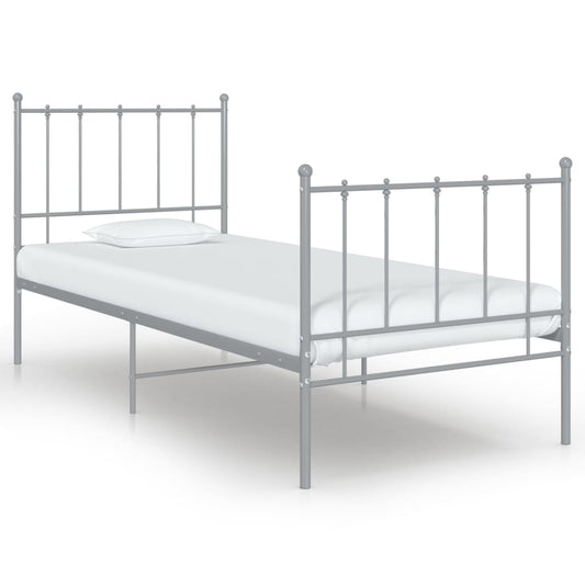 vidaXL Bed Frame Grey Metal 90x200 cm