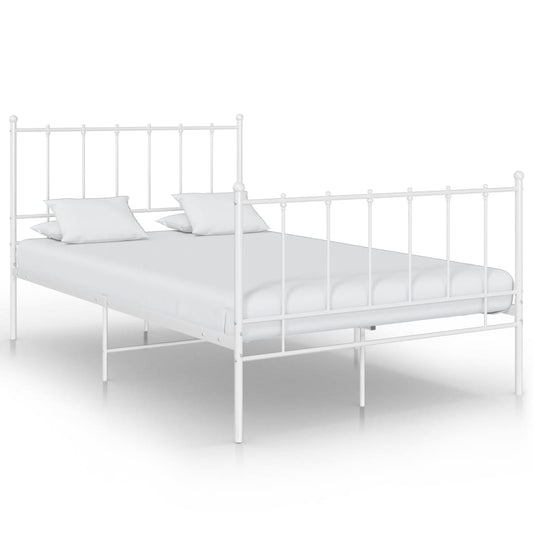 vidaXL Bed Frame White Metal 120x200 cm
