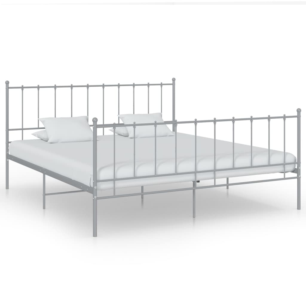 vidaXL Bed Frame Grey Metal 140x200 cm