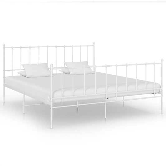 vidaXL Bed Frame White Metal 180x200 cm 6FT Super King