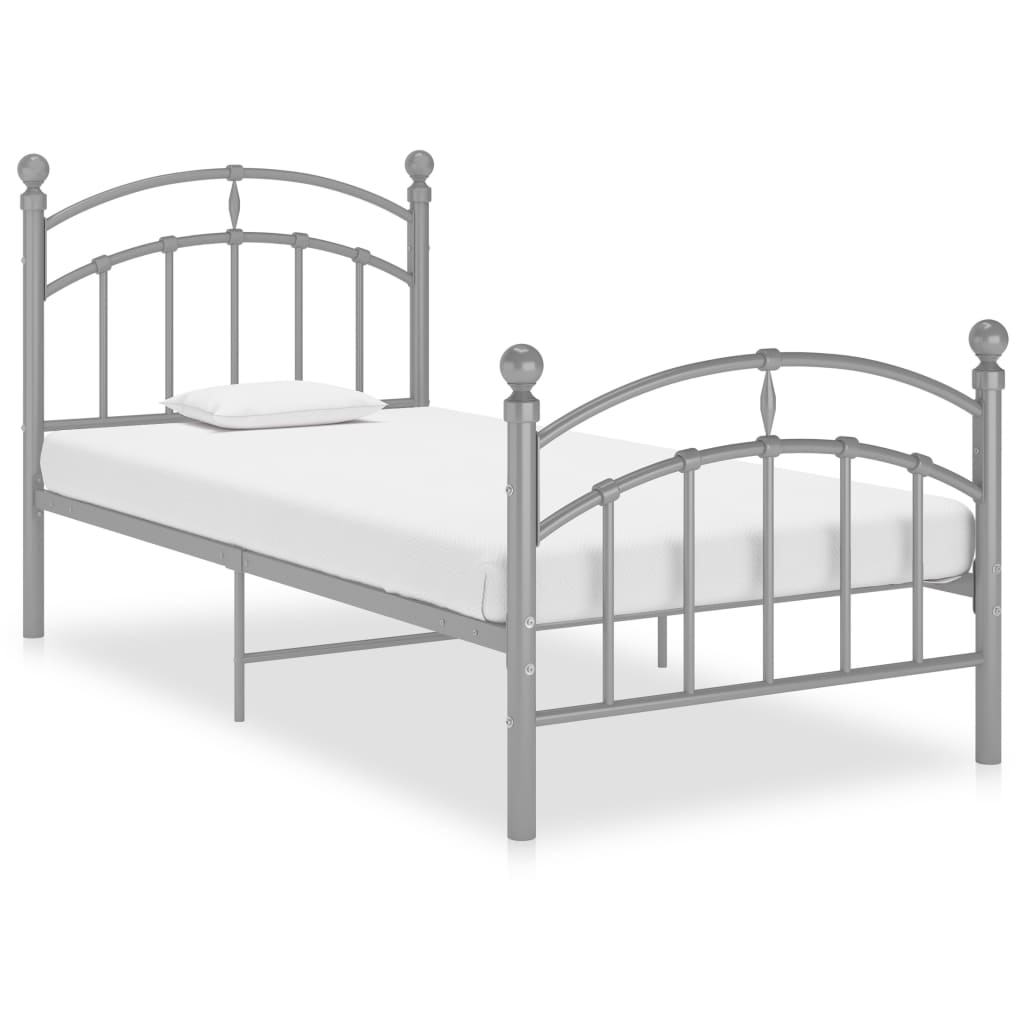 vidaXL Bed Frame Grey Metal 90x200 cm