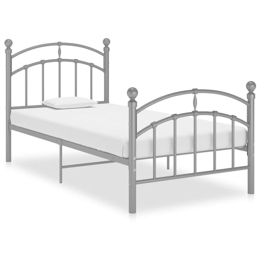 vidaXL Bed Frame Grey Metal 90x200 cm