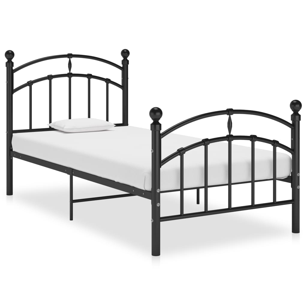 vidaXL Bed Frame Black Metal 100x200 cm