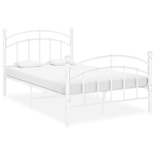 vidaXL Bed Frame White Metal 120x200 cm