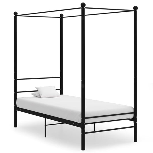 vidaXL Canopy Bed Frame Black Metal 100x200 cm