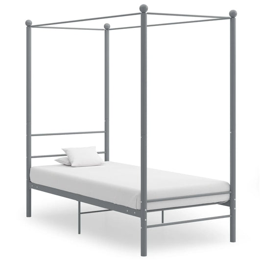 vidaXL Canopy Bed Frame Grey Metal 100x200 cm