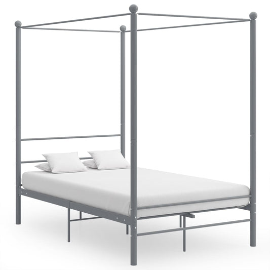 vidaXL Canopy Bed Frame Grey Metal 120x200 cm